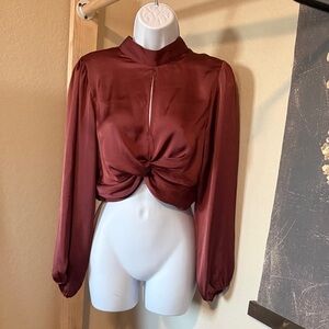 Zara Maroon Satin Women's Top